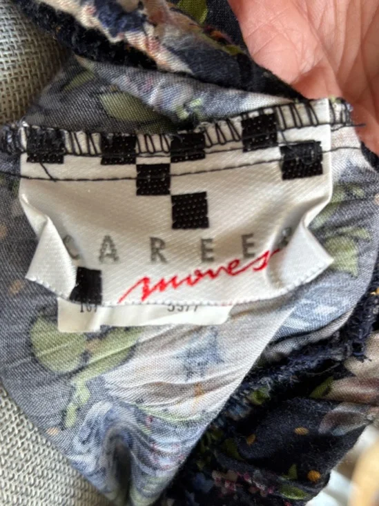 Vintage Black Floral Tiered Maxi Skirt with Pink and Blue Blossoms - Picture 2 of 6